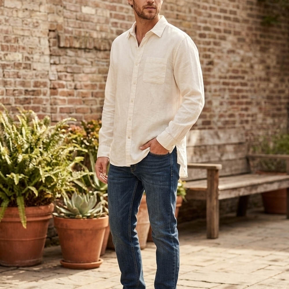 Universal Thread Men's Cream Long-Sleeve Button-Down Shirt Bin 12